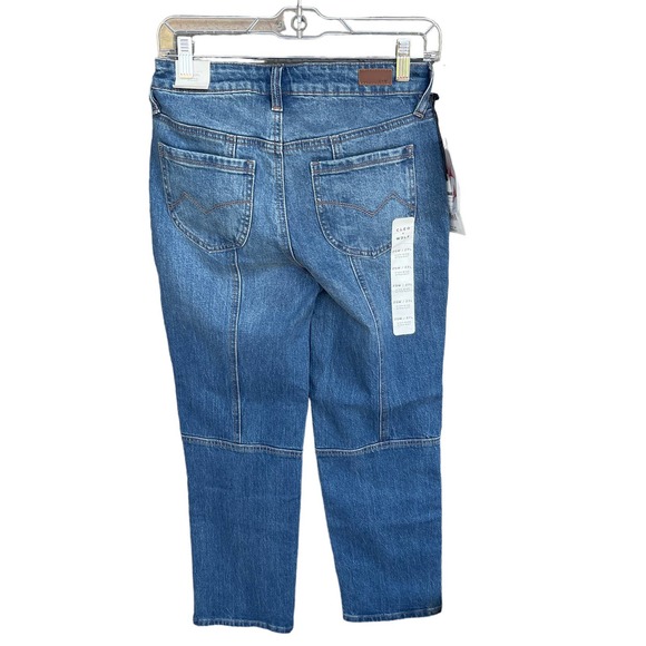 Bootbarn Cleo + Wolf Jeans Womens Size 25x27 Blue High Rise Straight Seamed NEW - Picture 2 of 15